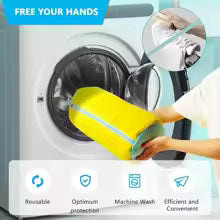 Durable Shoe Washing Machine Bag for All Shoe Types-Yellow with Blue Zipper,Ideal for Sneakers and Casual Shoes,Laundry Wash Bag